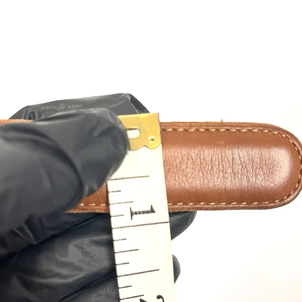 Coach Preppy Vtg. Y2K British Tan Leather Belt Large Brass Buckle USA Made 8400